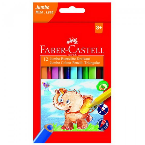 Faber Castell Pastelky Triangulár farebné JUMBO, 12 ks