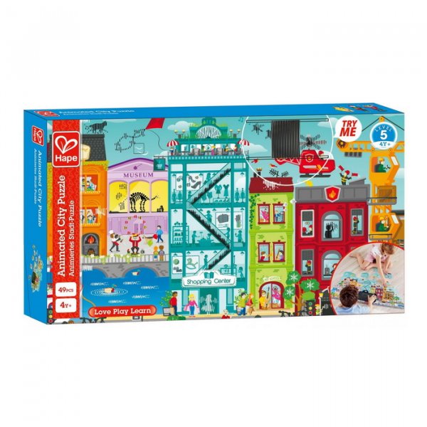 Hape Puzzle Animované mestečko v pohybe, 49 dielikov