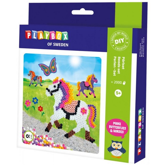 Playbox Zažehlovacie korálky Kone a motýle, 2000 ks