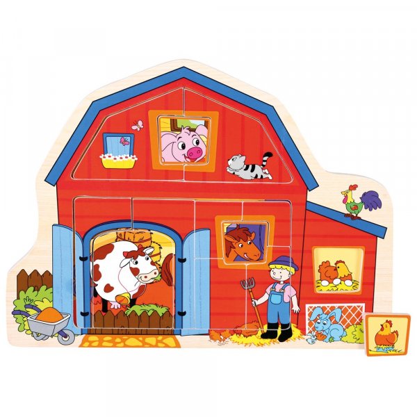 Bino Drevené puzzle farma