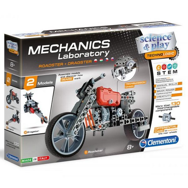 Clementoni Mechanické laboratórium Motorka a formula, 130 dielikov