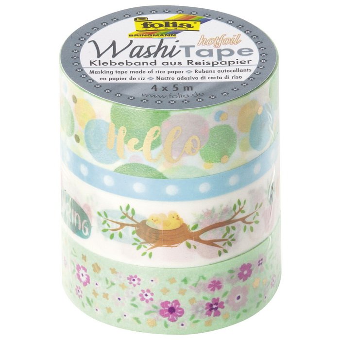 Folia Washi Tape - dekoračná lepiaca páska - Jar , 4 ks