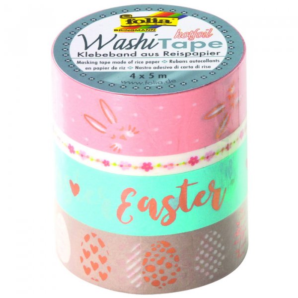 Folia Washi Tape - dekoračná lepiaca páska - Veľká noc , 4 ks