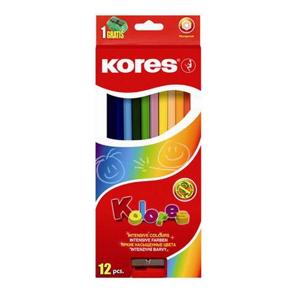 Kores Pastelky šesťhranné Hexagonal + strúhadlo, 12 ks
