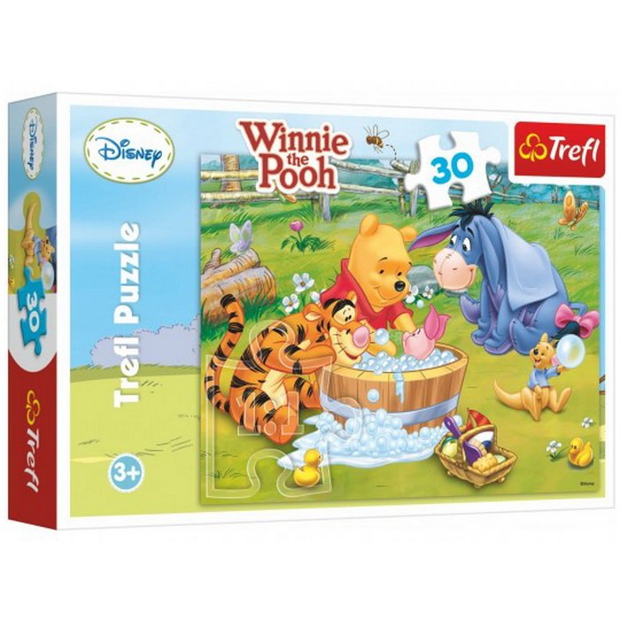 Trefl Puzzle Macko Pú: Prasiatko sa kúpe, 30 dielikov