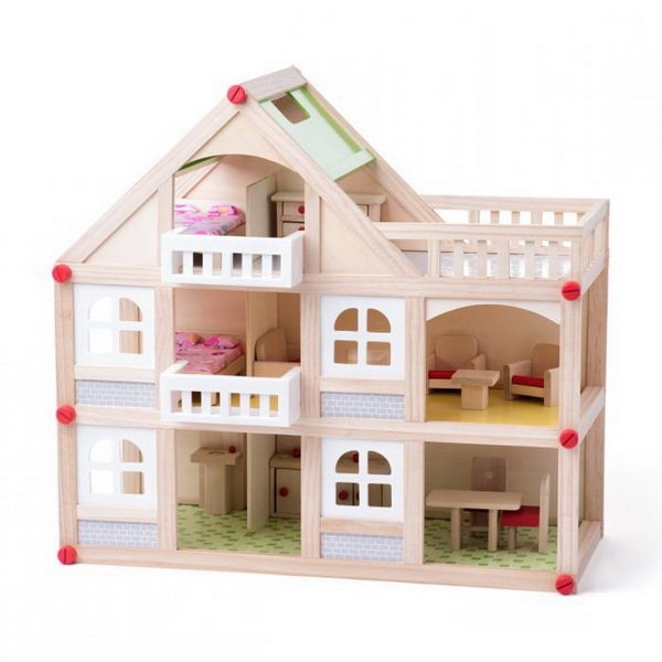 Woody Domček dvojposchodový s balkónom, 55 cm