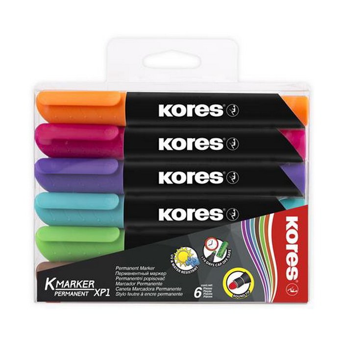 Kores Permanentné popisovače K-Marker 3-5 mm, 6 farieb
