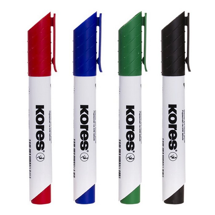 Kores Popisovač na biele a flipchartové tabule K-Marker 1-3 mm, 4 farby