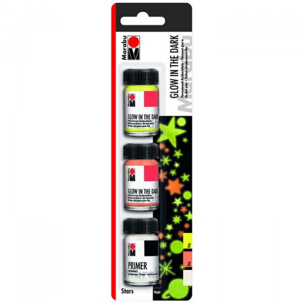 Marabu Svietiace farby Stars, sada 3 x 15 ml