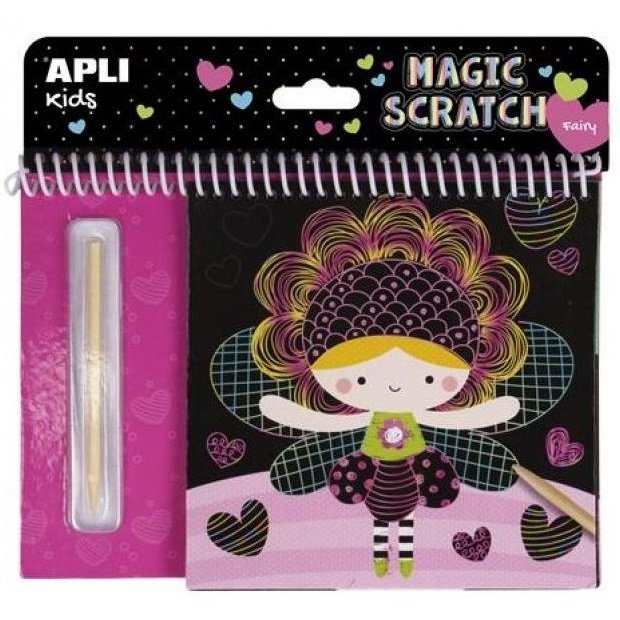 APLI Škrabací zošit Magic Scratch, vzor víly, 8 obrázkov