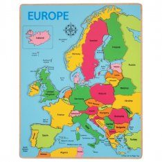Bigjigs Toys Drevené puzzle Mapa Európy, 25 dielikov