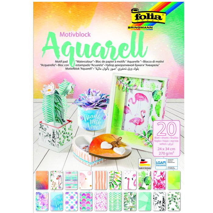 Kreatívny kartónová blok Aquarell A4+, 20 motívov