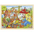 Goki Drevené puzzle Stavba domu, 96 dielikov