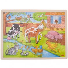 Goki Drevené puzzle Život na farme, 48 dielikov