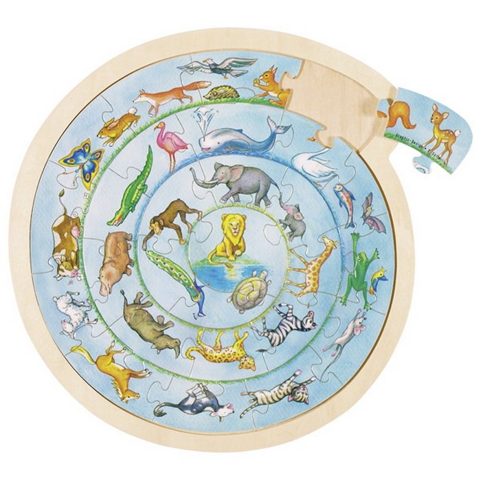 Goki Drevené puzzle Zvierací kruh, 27 dielikov