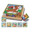 Melissa & Doug - Drevené obrázkové kocky - Miláčikovia, 4x4