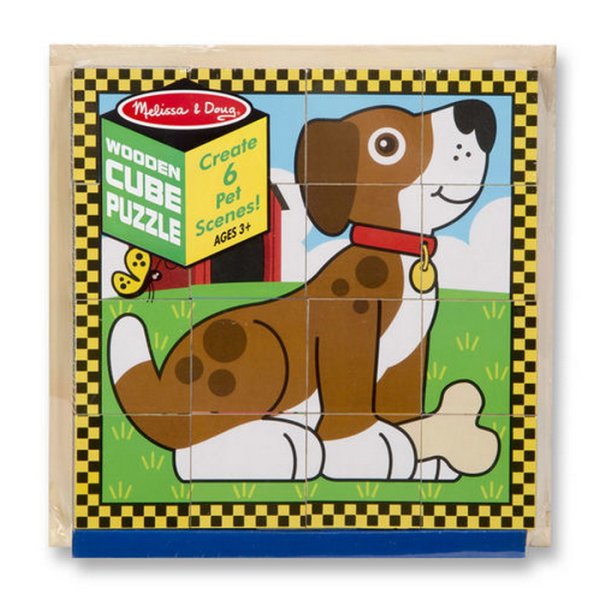 Melissa & Doug - Drevené obrázkové kocky - Miláčikovia, 4x4