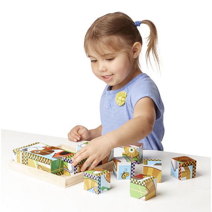 Melissa & Doug - Drevené obrázkové kocky - Miláčikovia, 4x4