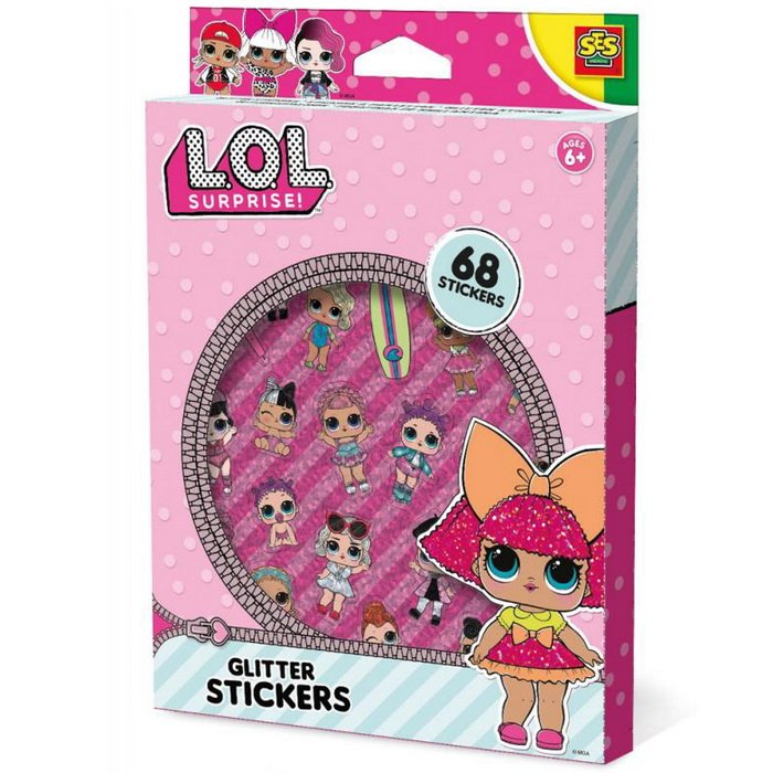 SES Creative L.O.L. Nálepky s trblietkami, 68 ks