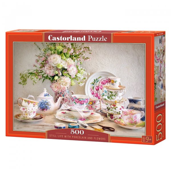 Castorland Puzzle Zátišie s porcelánom a kvetmi, 500 dielikov