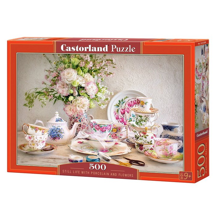 Castorland Puzzle Zátišie s porcelánom a kvetmi, 500 dielikov