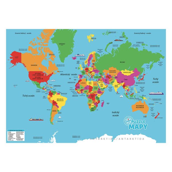 Dino Puzzle Mapa sveta, 82 dielikov