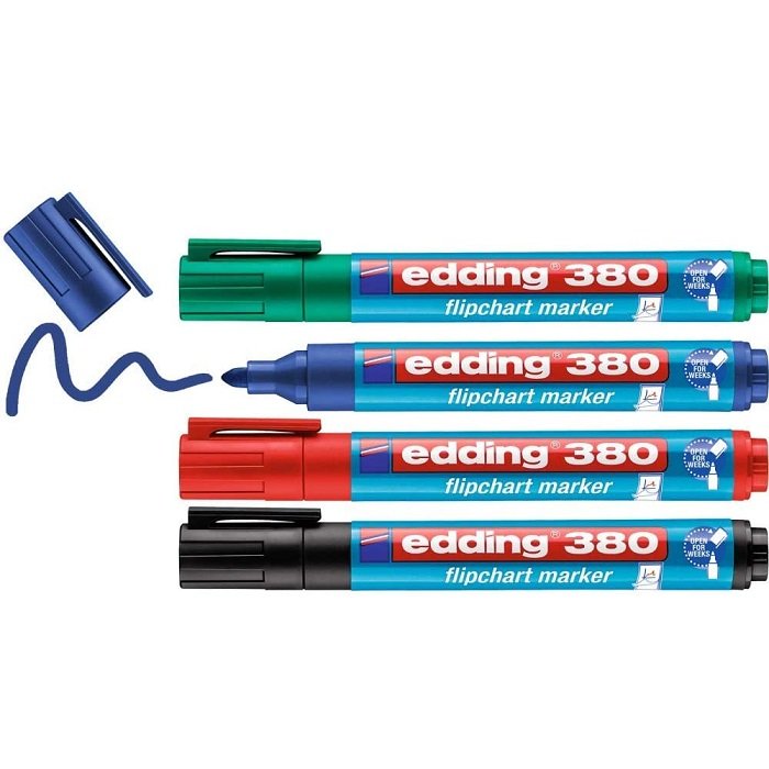Edding 380 popisovač na flipchartové tabule, kužeľový hrot 1.5-3 mm, 4 farby