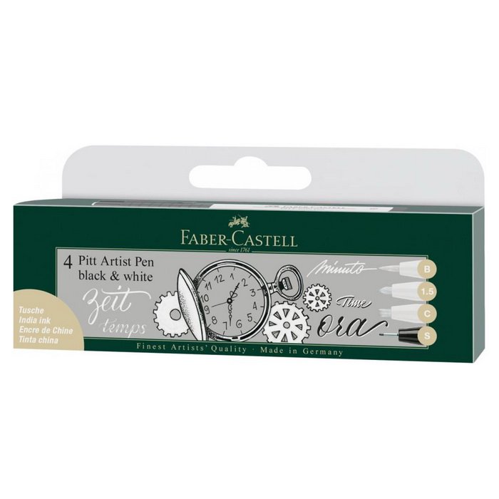 Faber Castell Pitt umelecké popisovače ČIERNA & BIELA, 4 ks