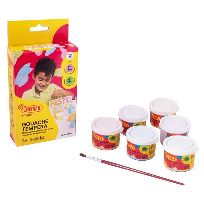 Jovi Temperové farby v kelímku pastel, 6 x 35ml + štetec