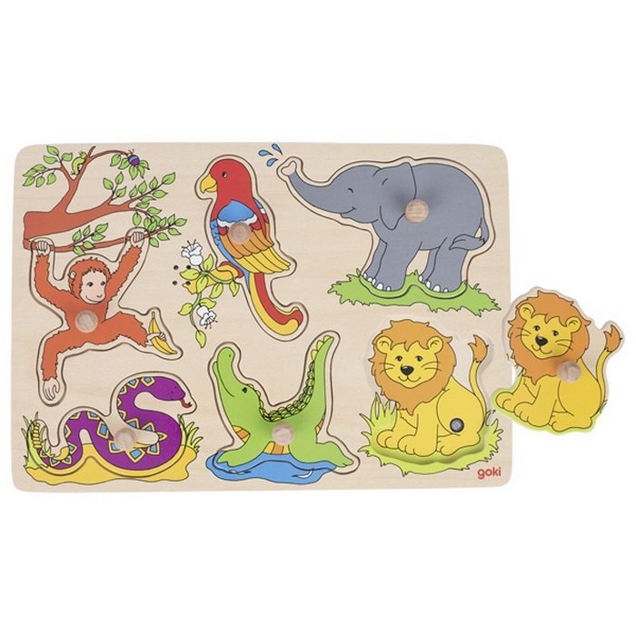 Goki Zvukové puzzle Exotické zvieratá, 6 dielikov