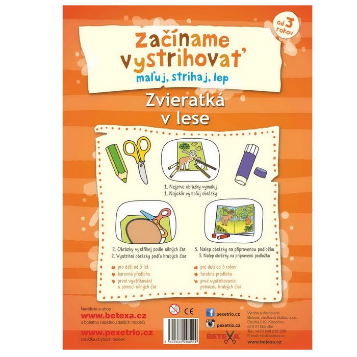Vystrihovačka Začíname vystrihovať Zvieratká v lese 3+