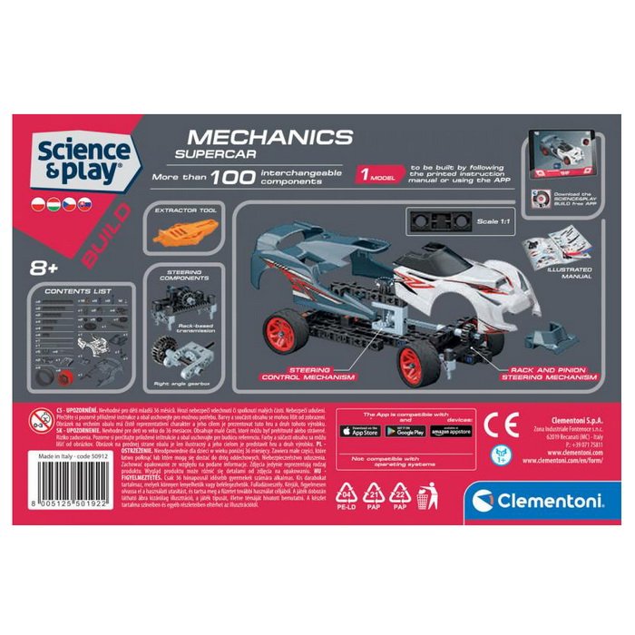 Clementoni Mechanické laboratórium Pretekárske auto Supercar, 100 dielikov