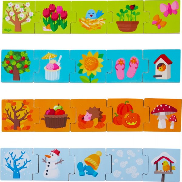 HABA Drevené puzzle na učenie ročných období, 20 ks