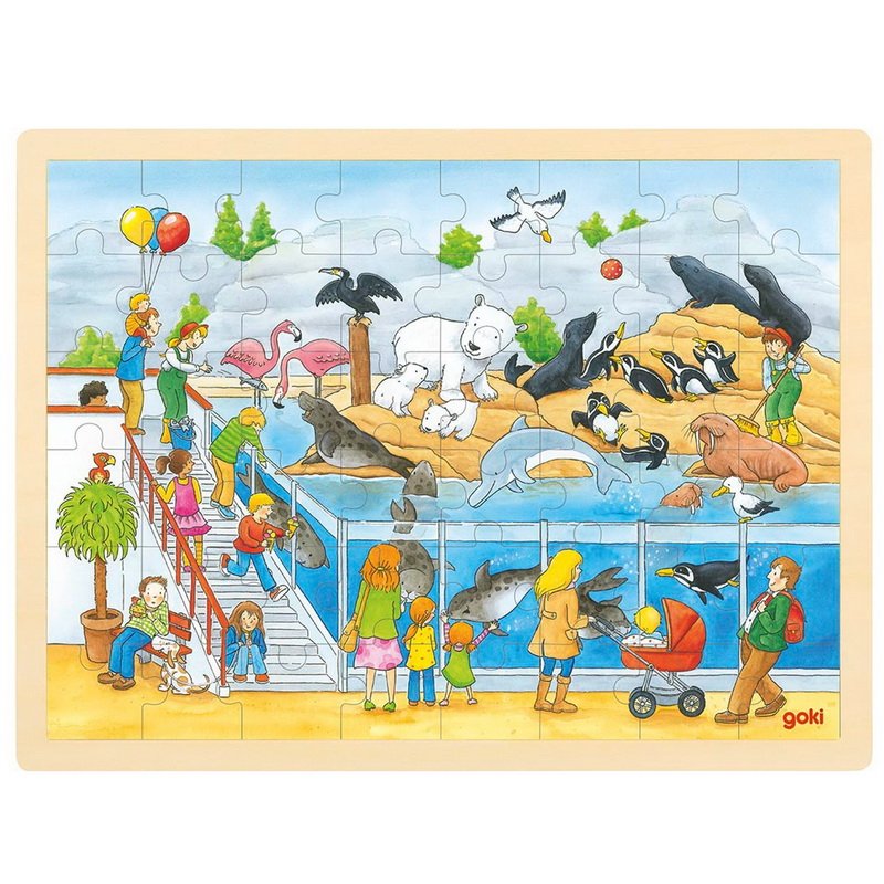 Goki Drevené puzzle Návšteva ZOO, 48 dielikov