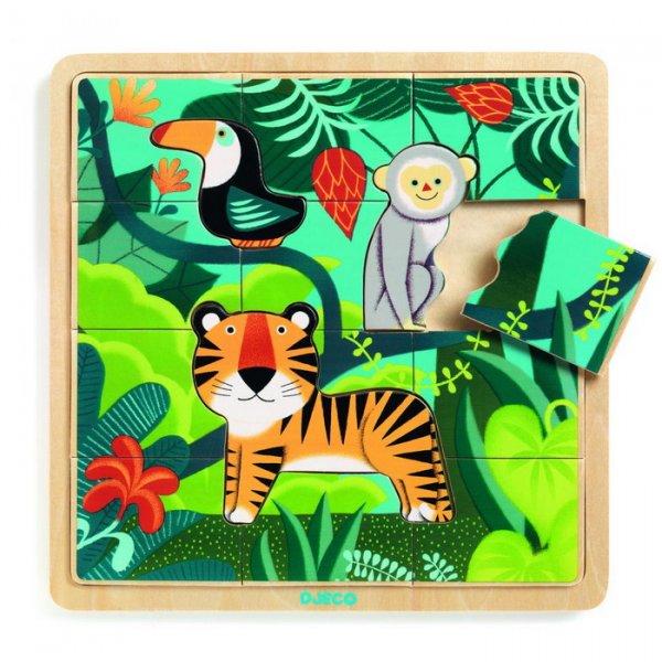 Djeco Drevené puzzle Džungľa, 15 dielikov