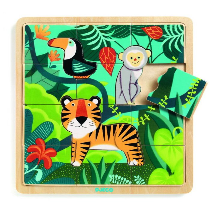 Djeco Drevené puzzle Džungľa, 15 dielikov
