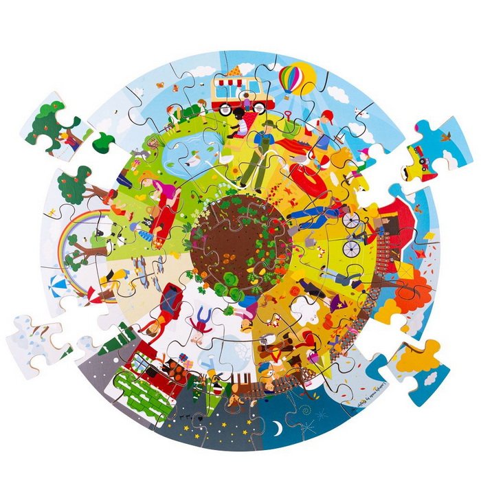 Bigjigs Toys Puzzle okrúhle podlahové Ročné obdobia, 50 dielikov