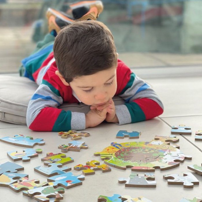 Bigjigs Toys Puzzle okrúhle podlahové Ročné obdobia, 50 dielikov