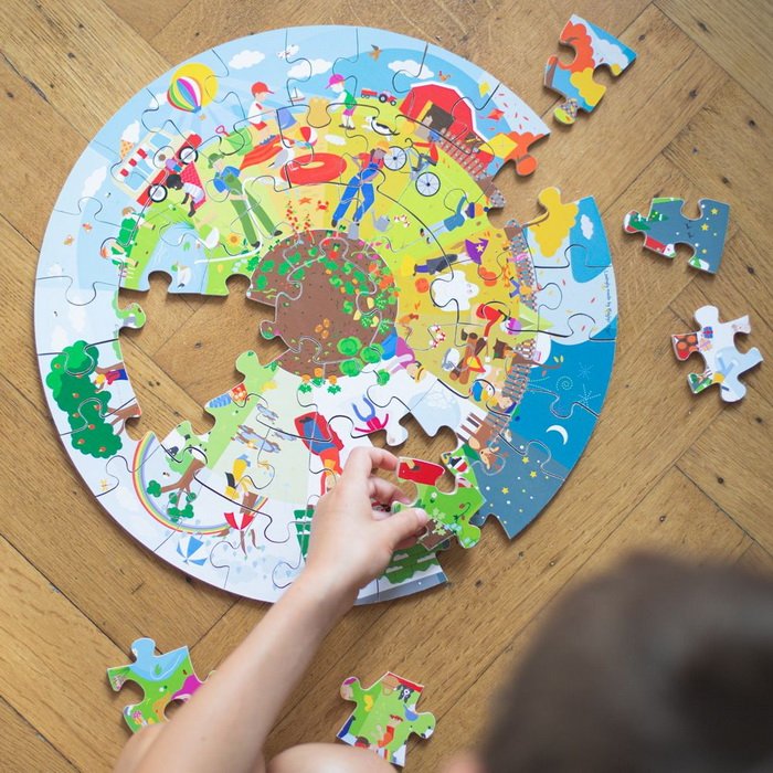 Bigjigs Toys Puzzle okrúhle podlahové Ročné obdobia, 50 dielikov