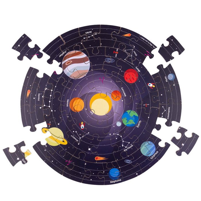 Bigjigs Toys Puzzle okrúhle podlahové Slnečná sústava, 50 dielikov