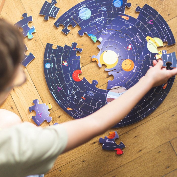 Bigjigs Toys Puzzle okrúhle podlahové Slnečná sústava, 50 dielikov