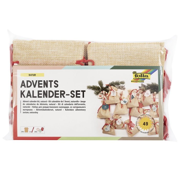 Folia Adventný kalendár - Vrecká z juty, 49 dielov