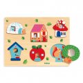 Djeco Drevené reliéfne puzzle Domčeky, 6 dielikov