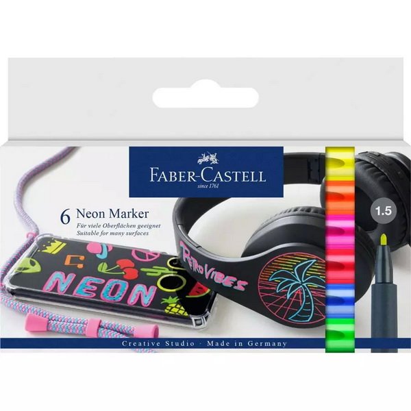 Faber Castell Popisovače univerzálne neónové, 6 ks