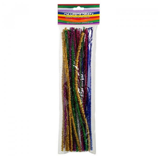 Creatoys Chenille farebné trblietavé 30 cm, 50 ks