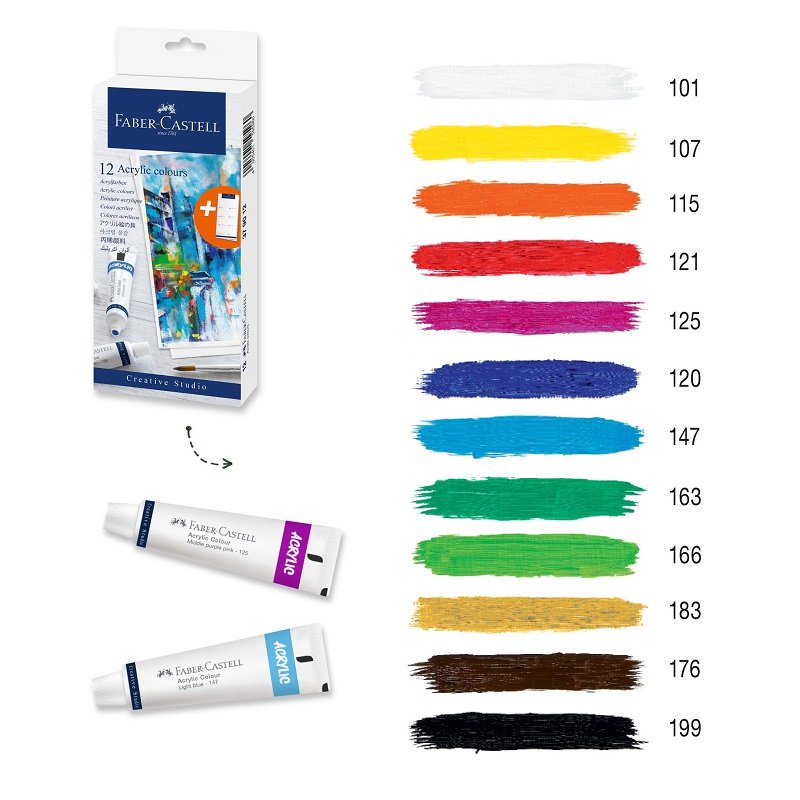 Faber Castell Akrylové farby v tube, 12 x 20 ml