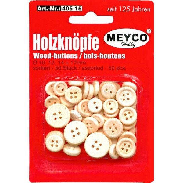 Meyco Drevené gombíky mix, 50ks