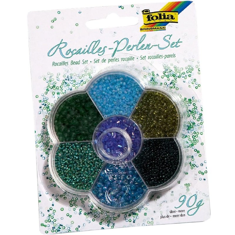 Folia Rokajlové korálky zeleno modrá sada, 90 g