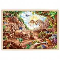 Goki Drevené puzzle Vykopávky dinosaurov, 192 ks
