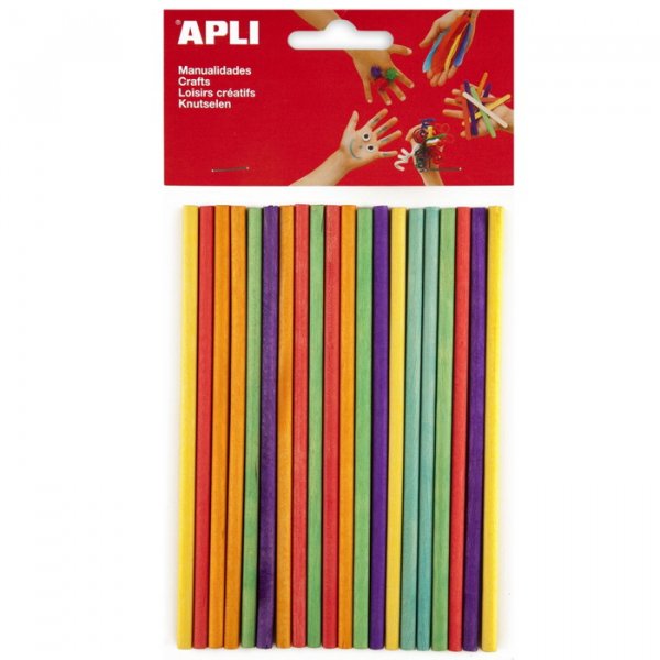 APLI Tyčinky drevené farebné 15 cm, 25 ks